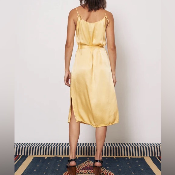 Raquel Allegra Slip Midi Dress Yellow Satin Size Small/4